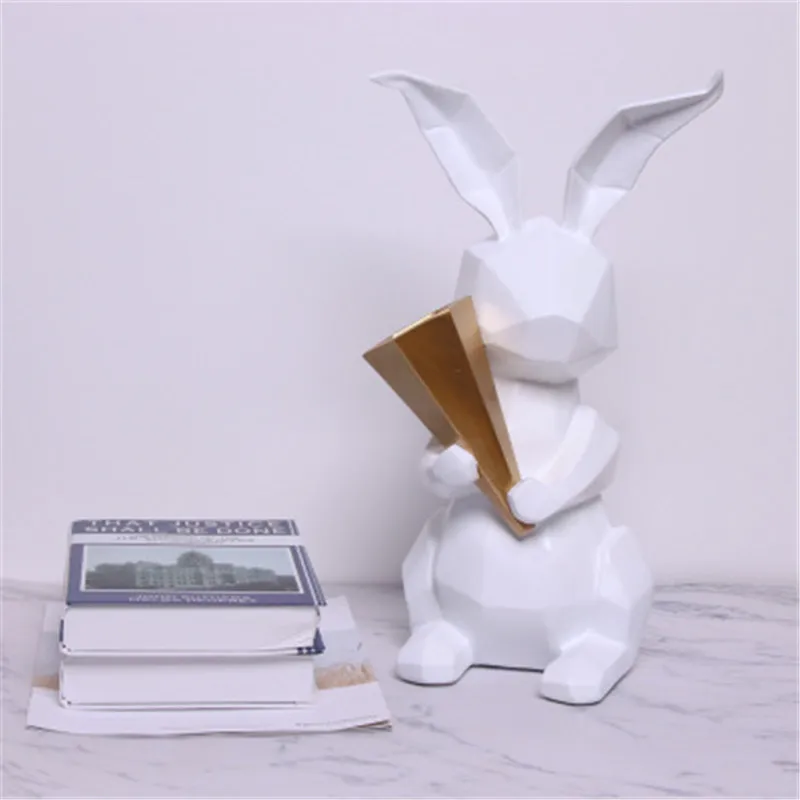  Modern Simple Origami Geometry Rabbit Resin Pencil Vase Creative Bedroom Flower Arrangement Vase Or - 4000004318016