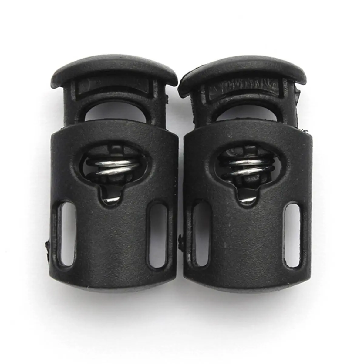 2 PCS Black Spring Shoe Buckle Blocker Cord Lock Buttons Strap Seam Drawstring Stoppers Double Holes | Украшения и аксессуары