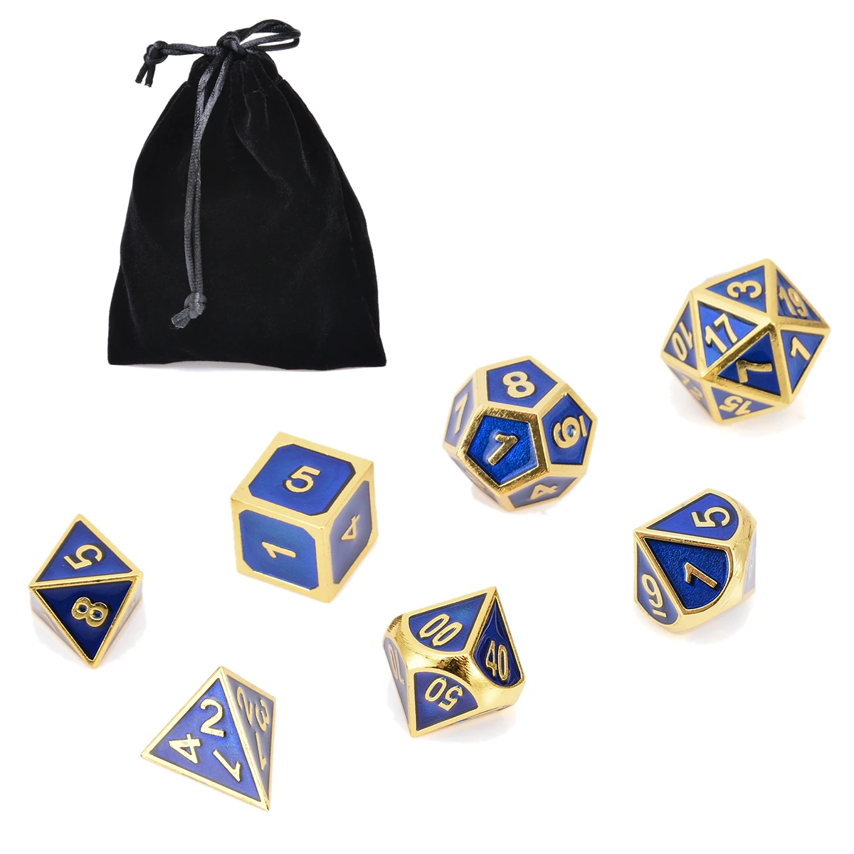 online Venda quente Papel 7x Dungeons Dragons Dados Poliédricos De Metal Antigo jogando Partido Bar Jogo Com O Saco de Ouro Cor Azul Ao Ar Livre ferramenta
