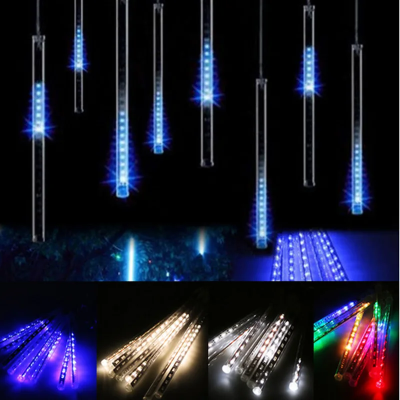

30cm 144 LED Lights Meteor Shower Rain 8 Tube Xmas Snowfall Tree Outdoor Light LED Christmas Light Wedding Garden String Light