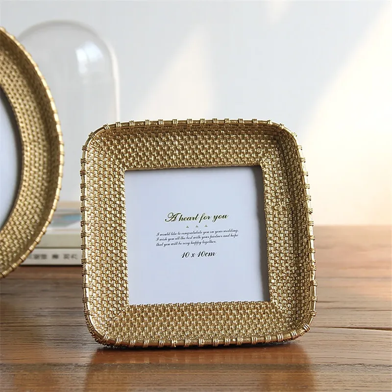 

Square Creative Resin Photo Frame Geometric Stereo Photo Frame Studio Study Decoration Table Wedding Picture Frame Gold Silver