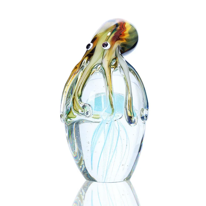 

H&D Handmade Glow Glass Jellyfish & Octopus Animal Wedding Art Glass Blown Crafts Home Figurine Gift