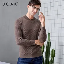 UCAK бренд мериносовой шерстяной мужской свитер новые зимние кашемировые свитера уличная мода большой v-образный вырез Pull Homme пуловер для мужчин U3024