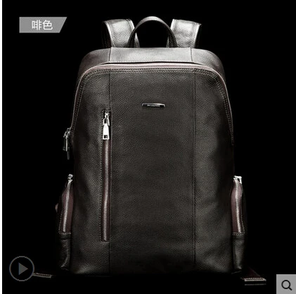 TigerTown модный мужской рюкзак из натуральной яловой кожи для ноутбука, сумки для путешествий, школьные водонепроницаемые сумки-мессенджеры - Цвет: coffee