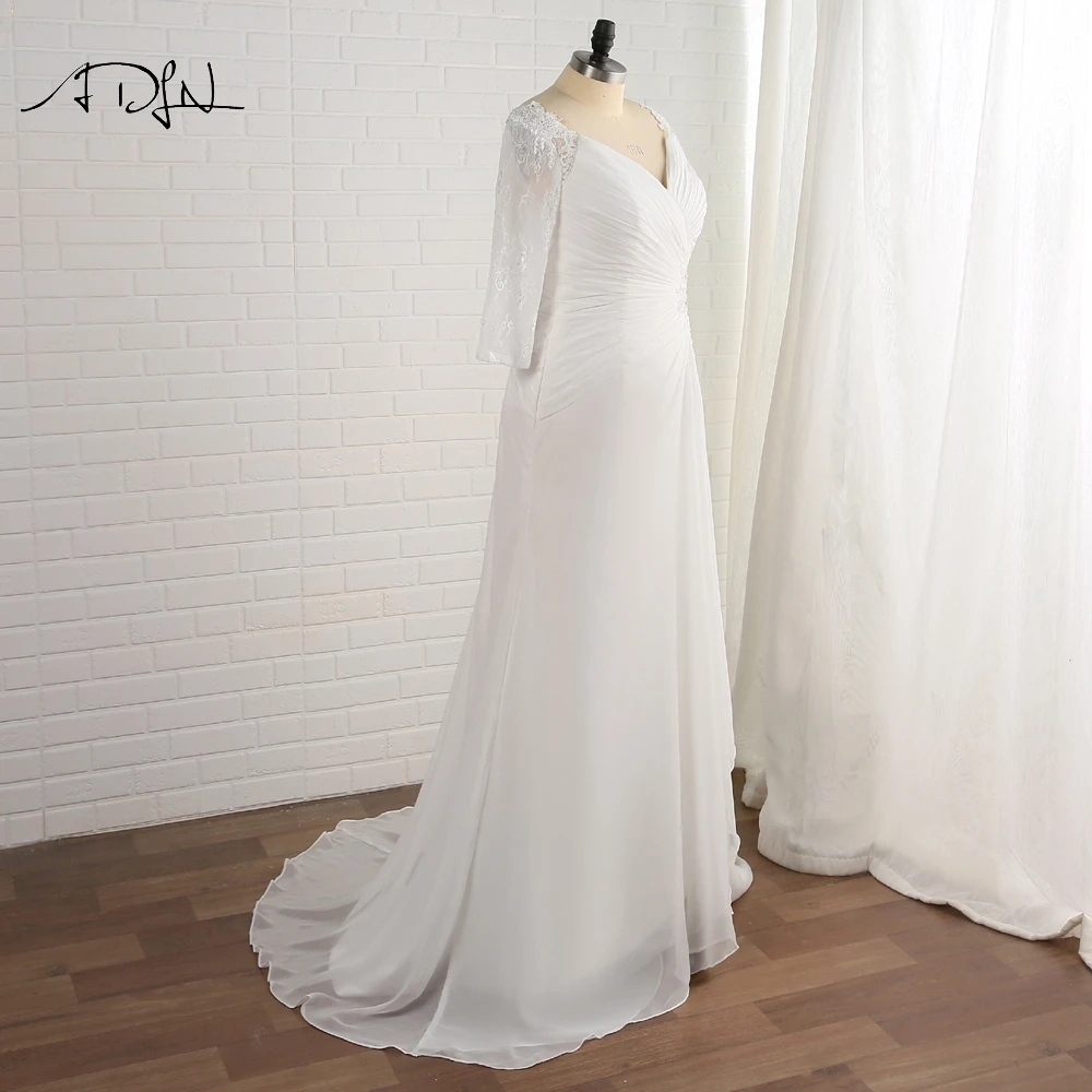 ADLN 2019 Плюс Размер свадебное платье с рукавами Vestido De Novia Robe De Mariage шифоновые Свадебные платья с накидкой на заказ