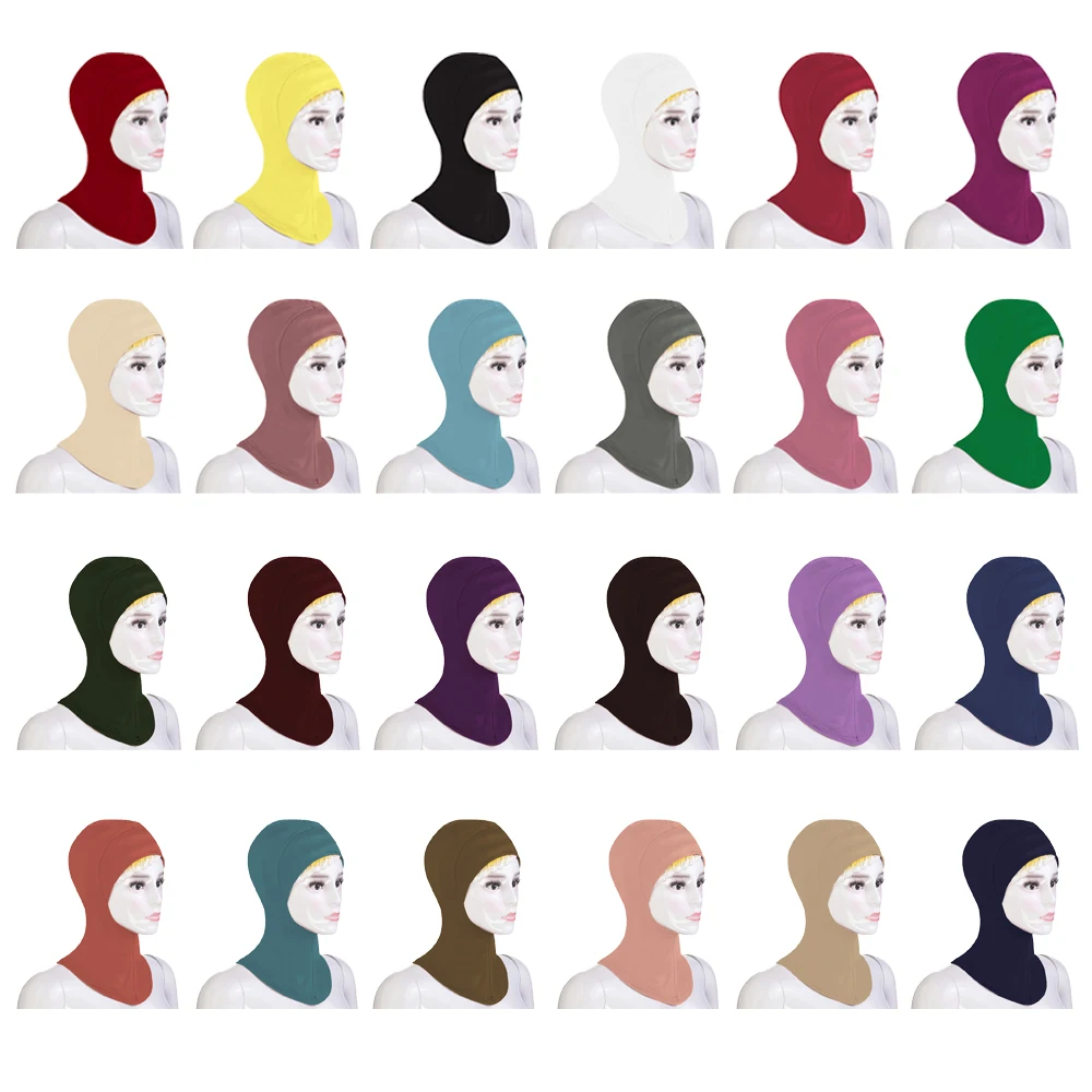 

12PCS New Under Hat Cap Bone Bonnet Ninja Inner Hijabs Women Muslim Islamic Wrap Headscarf Neck Full Cover Scarf Random Color