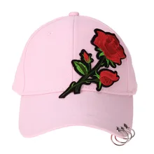 Летний Для женщин Повседневное Бейсбол Кепки цветок Вышивка Hat Кепки розовый черный, белый цвет Snapback Шапки Для женщин Для мужчин