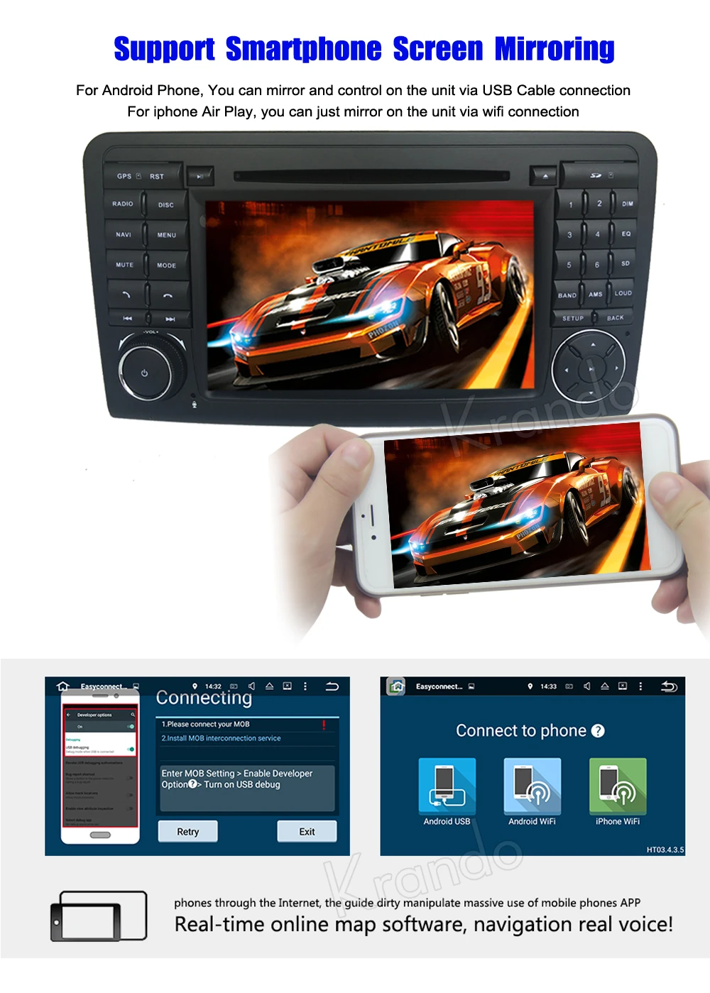 Автомобильный dvd радиоплеер Krando 7 дюймов Android 9 0 развлекательная мультимедийная