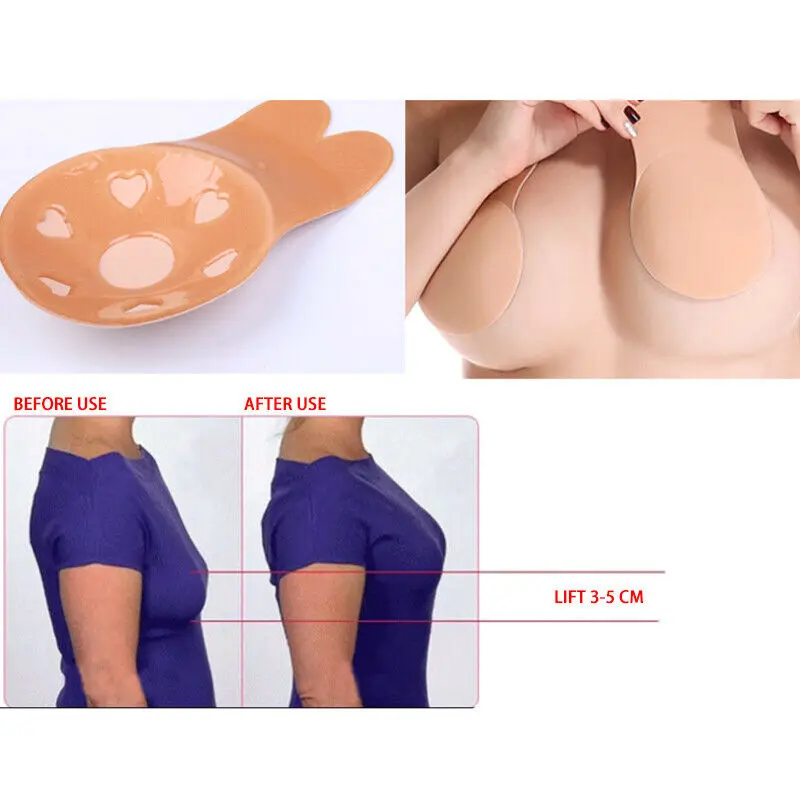 Strapless Adhesive Bra Self Adhesive Nipple Breast Pasties Cover Reusable Silicone Invisible Lingerie Pad Enhancers Push Up Bra