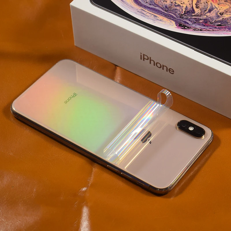 

Aurora Gradient Transparent For iPhone XSmax XS MAX X Mobile Phone Decorative Protector XS X Back Film Stickers AE Saver SHIP