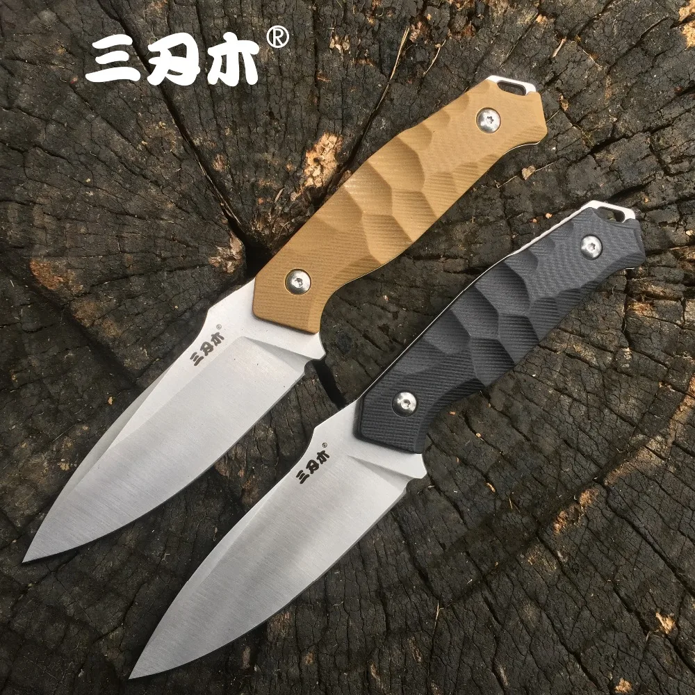 Sanrenmu S718 Fixed Blade Knife With K Sheath 12C27 Blade outdoor camping survival tactical hunting knife EDC Tool G10