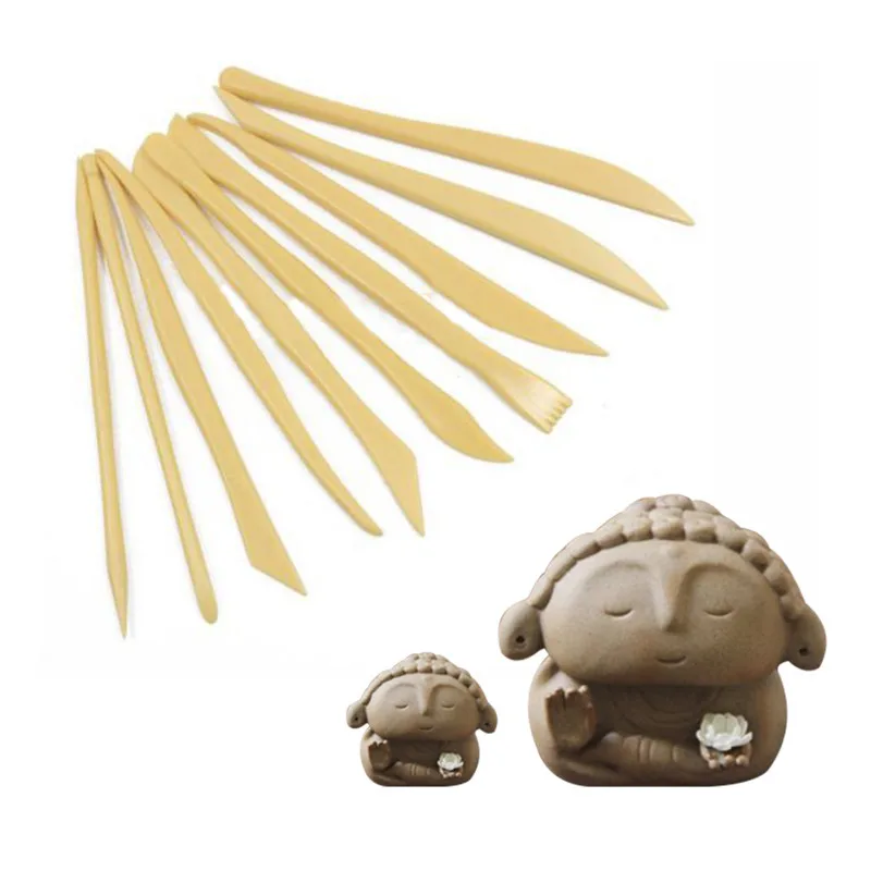 

10PCS Wooden Clay Sculpture knife Clay Sculpture Sharpen Modeling Tools Set