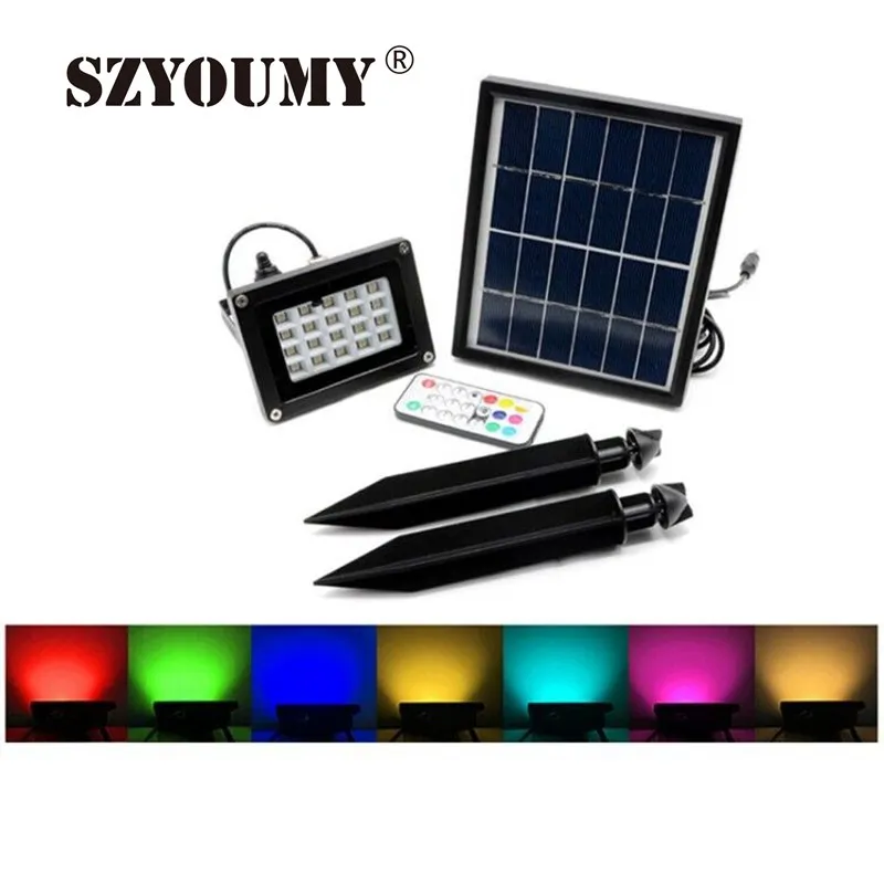 

SZYOUMY Solar Light 20 LEDs 56LEDS Outdoor Lighting Waterproof IP65 RGBW LED Flood Light Garden Lawn Lamp Landscape Spot Lights