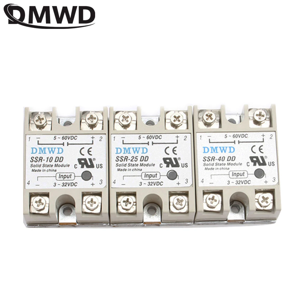 

Solid State Relay SSR-10DD SSR-25DD SSR-40DD 10A 25A 40A AC Control DC Relais 3-32VDC TO 5-60VDC SSR 10AA 25AA 40AA