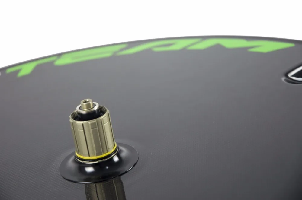 Clearance Superteam Green and white Logo Disc wheel Road bicycle disc whee Glossy Finish For Shimano 1 Piece 1