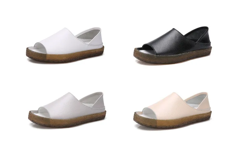 QJ Y035-Fashion 2019 Fisherman Shoes Women Cut Outs Genuine Leather Woman Summer Sandals-10
