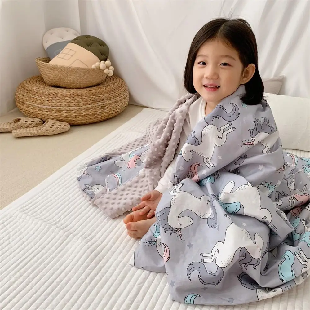 110X150 см 3D точка зерна 2 слоя для лица из чистого хлопка Минки dot Мягкая накладка на заднюю панель из тепловой малыша одеяло детское одеяло, дети, покрывало, стеганое одеяло