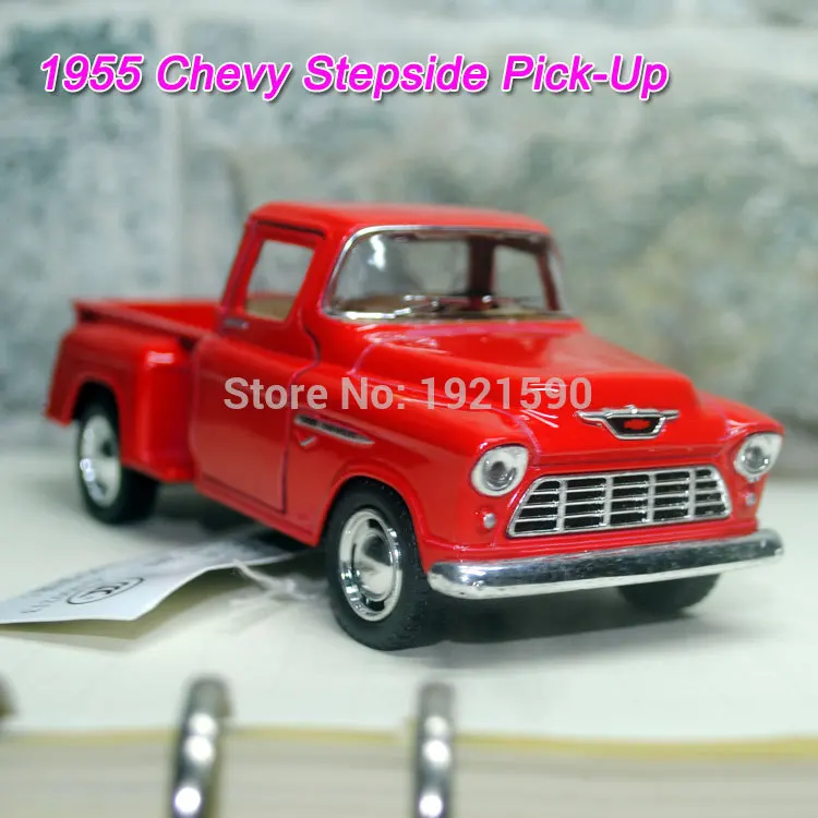 YJ KT 1/32 Scale, игрушки для автомобиля с оттягиванием, США 1955, Chevy Stepside, пикап, литая металлическая модель автомобиля, игрушка для подарка/коллекции/детей