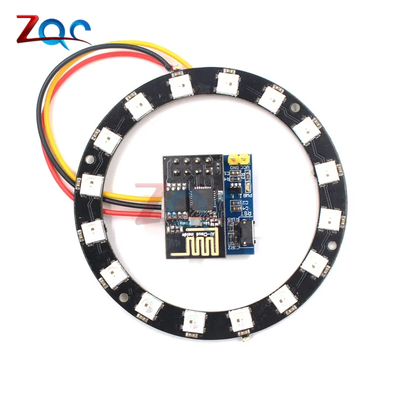 ESP8266 ESP-01 ESP-01S RGB светодиодный контроллер Adpater wifi модуль для Arduino IDE WS2812 WS2812B 16 бит светильник кольцо Рождество DIY