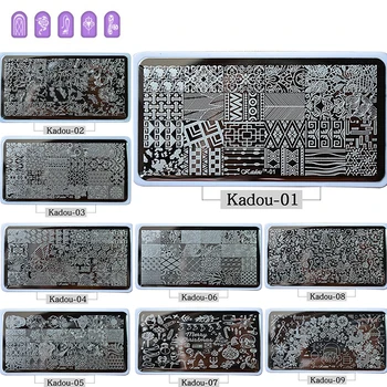

28Style Kadou konad Stainless 1pc Nail Art Template Salon Beauty Polish Tools Kit Manicure DIY Nail Art Stamping Image Plate Set