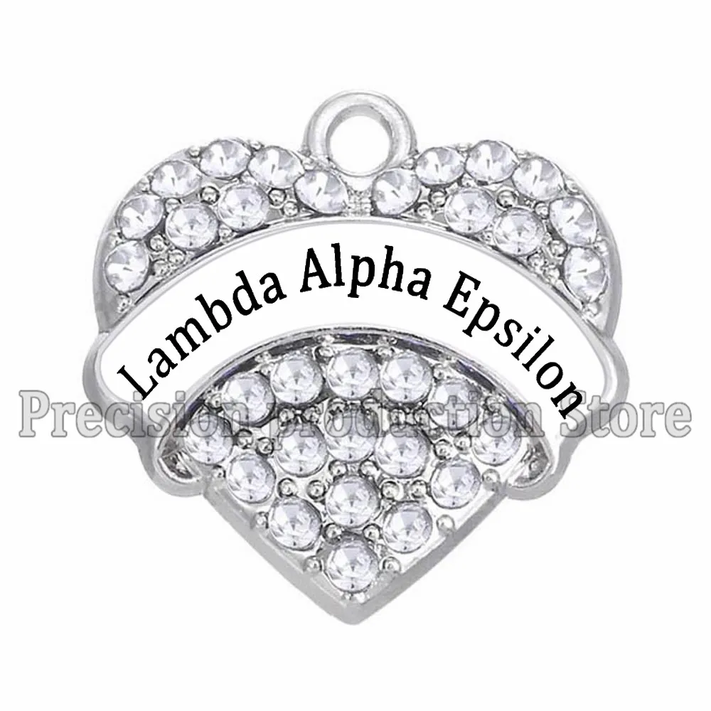 Модная студенческая греческая Организация ювелирные аксессуары Lambda Alpha Epsilon Heart Shaped Подвеска со стразами кулон