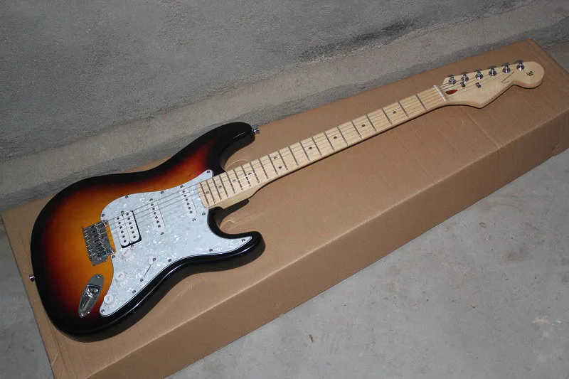 Завод музыкальный Инструменты Stratocaster Электрогитары Sunburst Цвет Бесплатная доставка 412