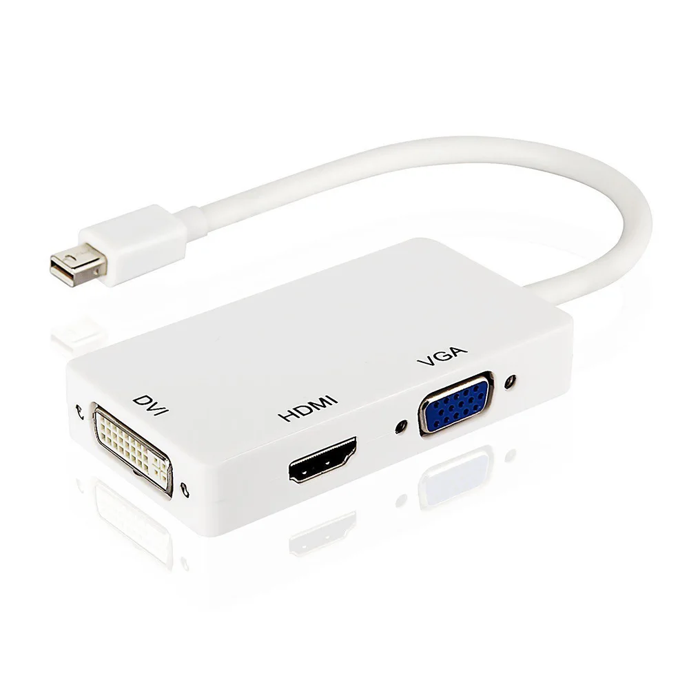 3 In 1 Thunderbolt Male to HDMI DVI VGA Female Mini DP Display Port