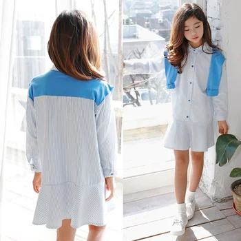 

Brand 2019 Baby Spring Shirt Dress Cotton Girls Dress Girls Stripe Clothes Ruffles Toddler Teenager Clothes Long Sleeve,#3940
