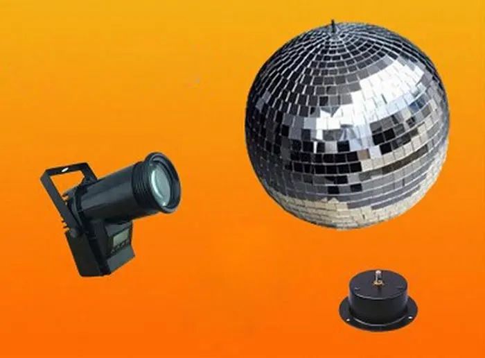 220V D25cm 10inches glass rotating disco mirror ball + 10W 4in1 LED