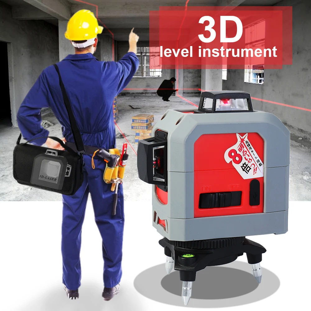 

Super Powerful 3D Red Line Laser level IR Leveler Self-leveling Laser 360 Degree Horizontal Vertical Leveling Practical Tool