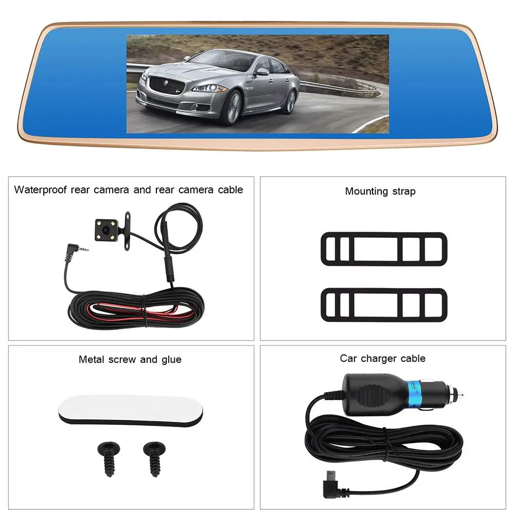 

V36 HD 1080P 7-inch Touch Screen Rear View Mirror Driving Recorder With Touch Function DVR Car Automotive Electronic Accessories