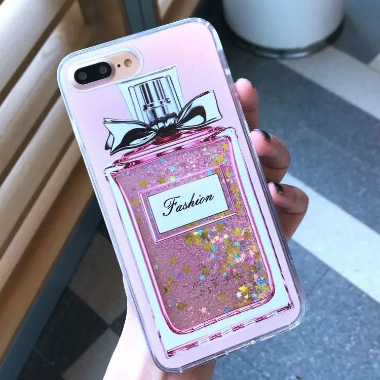 

For IPhone 6S 6 7 Plus 6S Plus 8 Plus Phone Case Woman Capas Covers Fashion Bling Liquid Quicksand Perfume Bottles Cases Cover