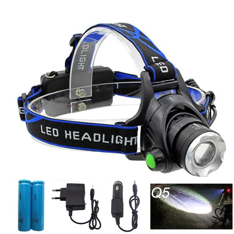 

Waterproof LED Headlight Q5 Headlamp with 18650 Battery car AC Charger Head Lamp LED Flashlights Head Torch Camping Fishing