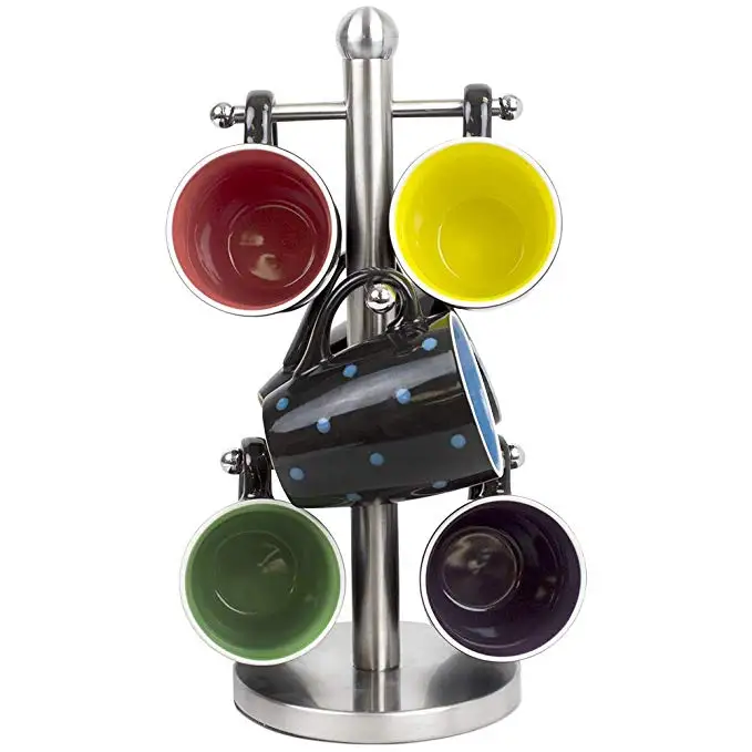  Stainless Steel Tree Shape Mug Rack Tree Tea Cup Storage Holder Stand Home Kitchen Mug Hanging Disp