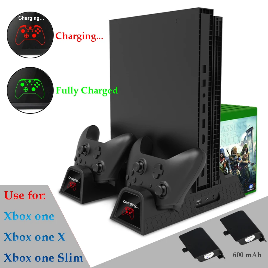 Jual Vertikal Pendinginan Berdiri Controller Pengisian Dock Station untuk XBOX ONE X XBOX ONE Slim dengan 2 Pack 600 M Ah Isi Ulang Battry Beli Vertikal Pendinginan Berdiri Controller Pengisian Dock Station untuk XBOX ONE X XBOX ONE Slim dengan 2 Pack 600 M Ah Isi Ulang Battry