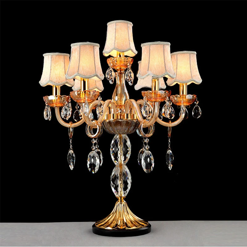 Us 380 0 Crystal Table Decoration For Weddings Modern Luxury Champagne Color Crystal Table Lamp European Style Bedroom Bedside Lighting In Led Table