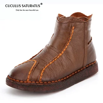 

Cuculus Autumn And winter Fashion Genuine Leather Shoes Women's Boots Casual Women Wedges Handmade Woman Ankle Boots 1773