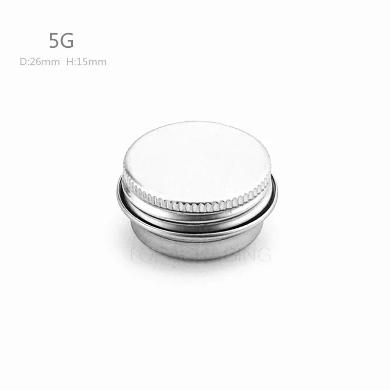 

5g X 200 Aluminum Jar,with Screw Cap Empty Cosmetic Container Cream Jar Sample Tin 5ml Lip Balm Small Metal Pot Nail Art Cans