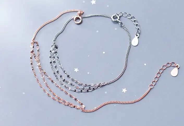 

1pc 100% Real. 925 Sterling Silver Fine Jewelry Multi-layers Starry sky Chain Bracelet Tassel GTLS861