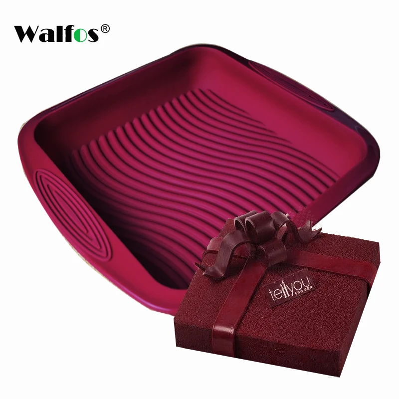 

WALFOS Food Grade Non-Stick Wind Red Square Silicone Mold Cake Pan Baking Tools Mould For Cake Heat Resistant Bread Mold