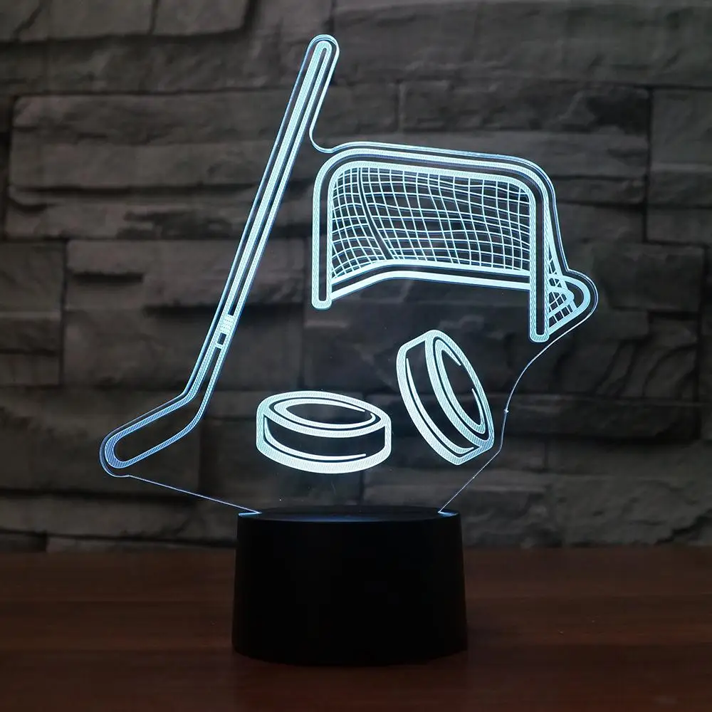 

3D Led 7 Color Night Lights Usb Touch Ice Hockey Modelling Switch Table Lamp Room Decor Sleep Led Lighting Fixture Sports Gifts