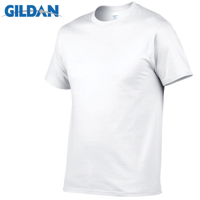 1 PCS Gildan Quality Men's Summer 100% Cotton T-Shirt Men Casual Short Sleeve O-Neck T Shirt Comfortable Solid Tops Tees White