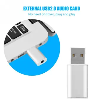

External USB 2.0 to 3.5mm Stereo Audio Sound Card Mic Adapter Speaker (Silver)
