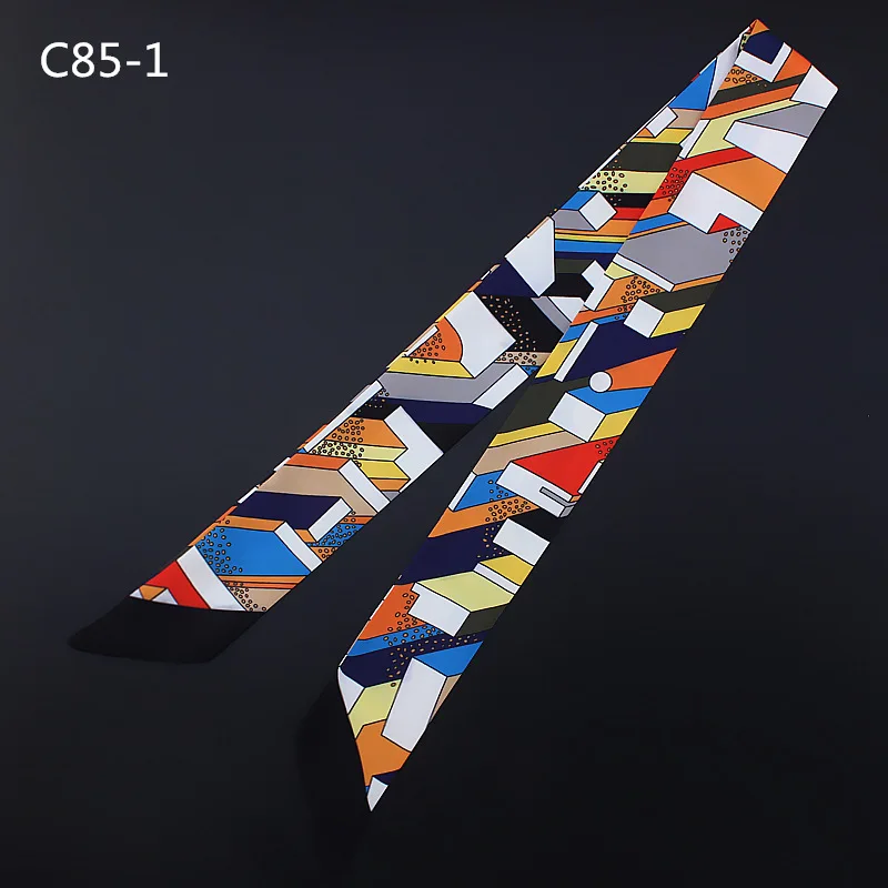 Bag Handle Twill Silk Scarves For Women Hair Band Rectangle Printed Ribbons 2018 Summer Fashion Narrow Head Skinny Scarf