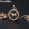 Trendsmax 12 colliers avec pendentif pour femmes et hommes, or Rose, zircone cubique, bijoux d'anniversaire, GPM17, 585 ► Photo 3/5