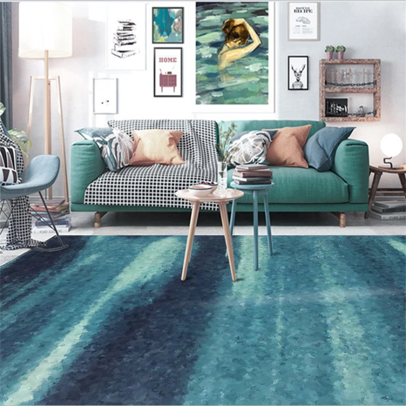 

AOVOLL Simple Nordic Abstract Art New Chinese Blue Ink Pattern Carpet Carpets For The Modern Living Room Carpet Kids Room