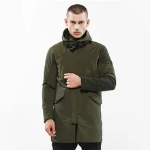 Армейский зеленый черный брендовая одежда новые осенние Для мужчин куртка средней длины одноцветное пальто с капюшоном Для мужчин тонкое пальто куртки дропшиппинг