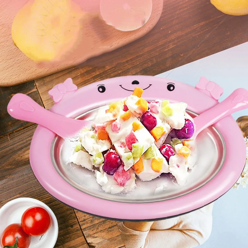 

Mini Ice Cream Maker Pan Cartoon DIY Ice Cream Maker Fried Yogurt Machine With Shovel Ice Cream Roll Machine For Kids