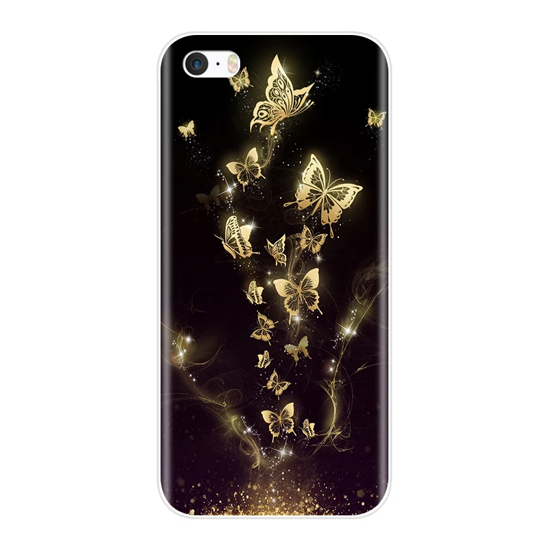 Phone Case For iPhone SE 5S 5 S 5C Soft Silicone TPU Ultra Thin Cute Flower Floral Back Cover For iPhone 4S 4 S Case