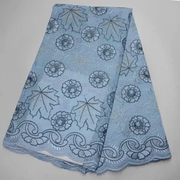 

Swiss Voile Cotton Lace Fabric 2019 African Swiss Voile Lace In Switzerland High Quality African Dry Laces For Dress Lake Blue